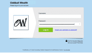 FreshBooks login page with your personal business logo