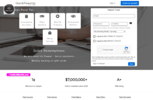 Screen capture image of QuickRewards.com website homepage.