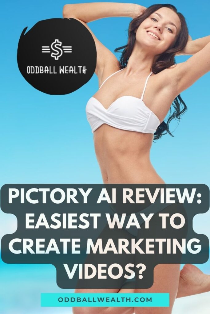 Marketing video created with Pictory AI playing on a screen.