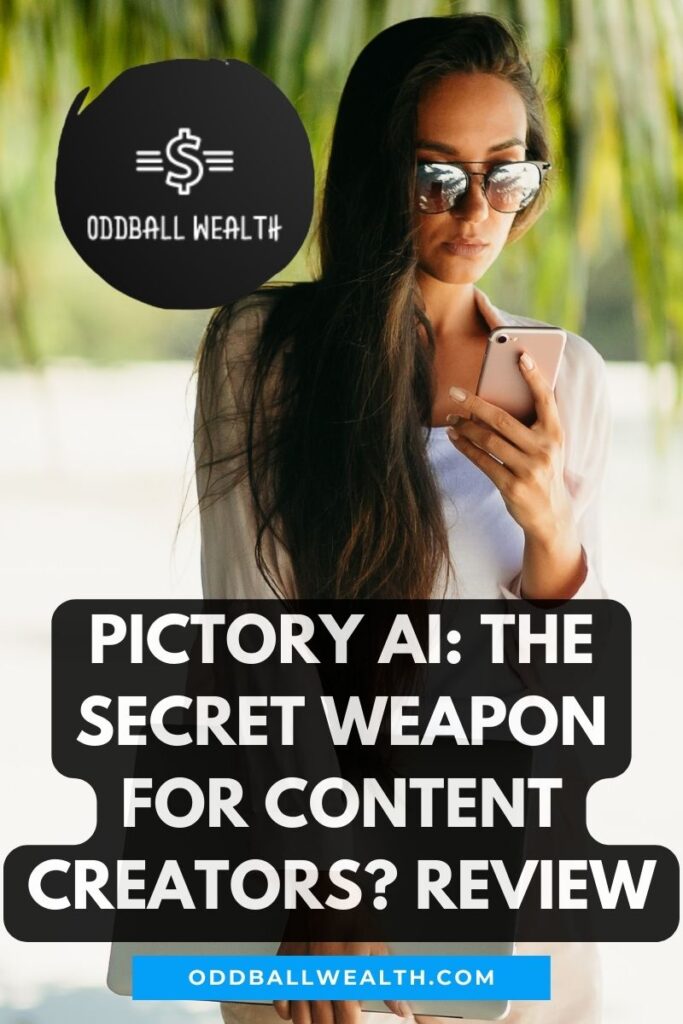 Content creator using Pictory AI on a desktop computer.