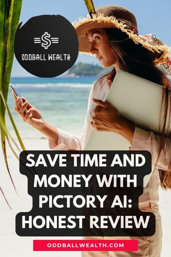 Pictory AI dashboard with time-saving features highlighted.