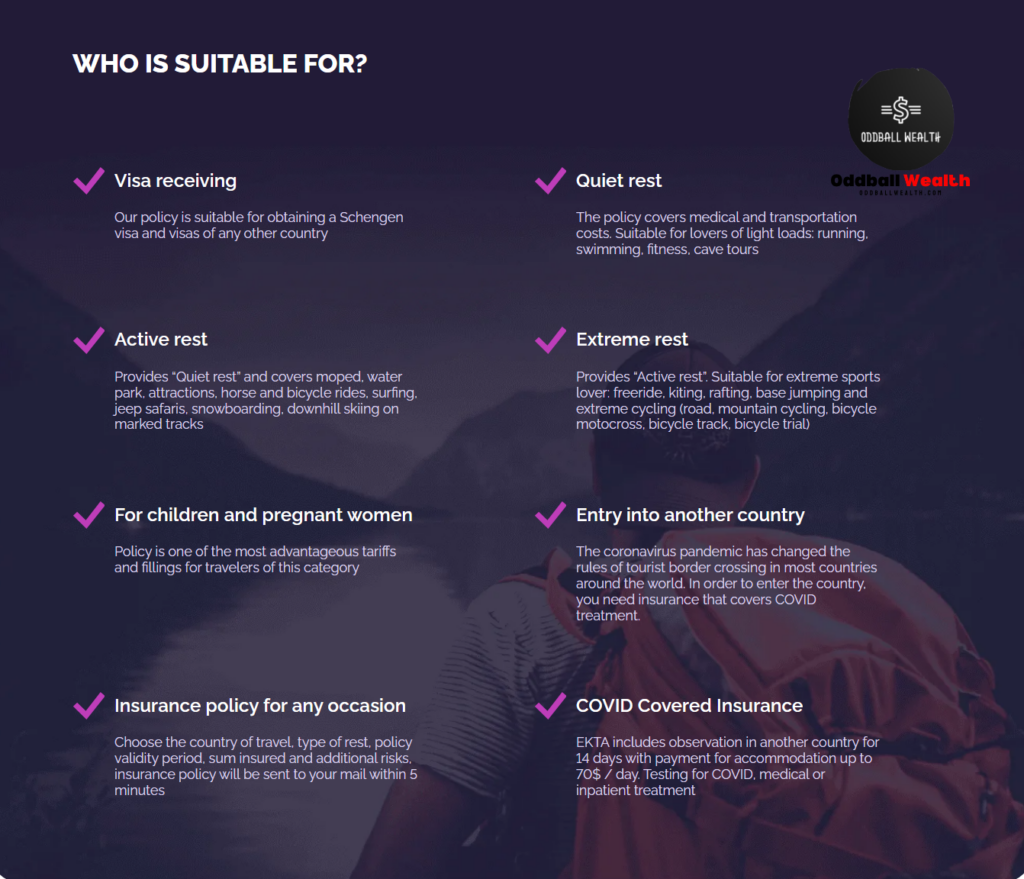 Who Is EKTA Traveling Travelers Health Insurance Best Suitable For website homepage screenshot image.