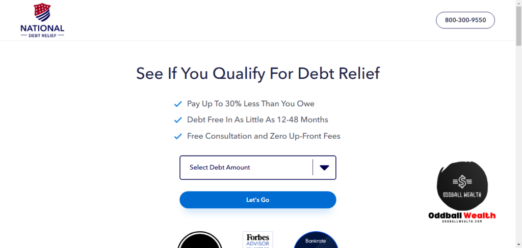 Screenshot image of National Debt Relief Services Homepage