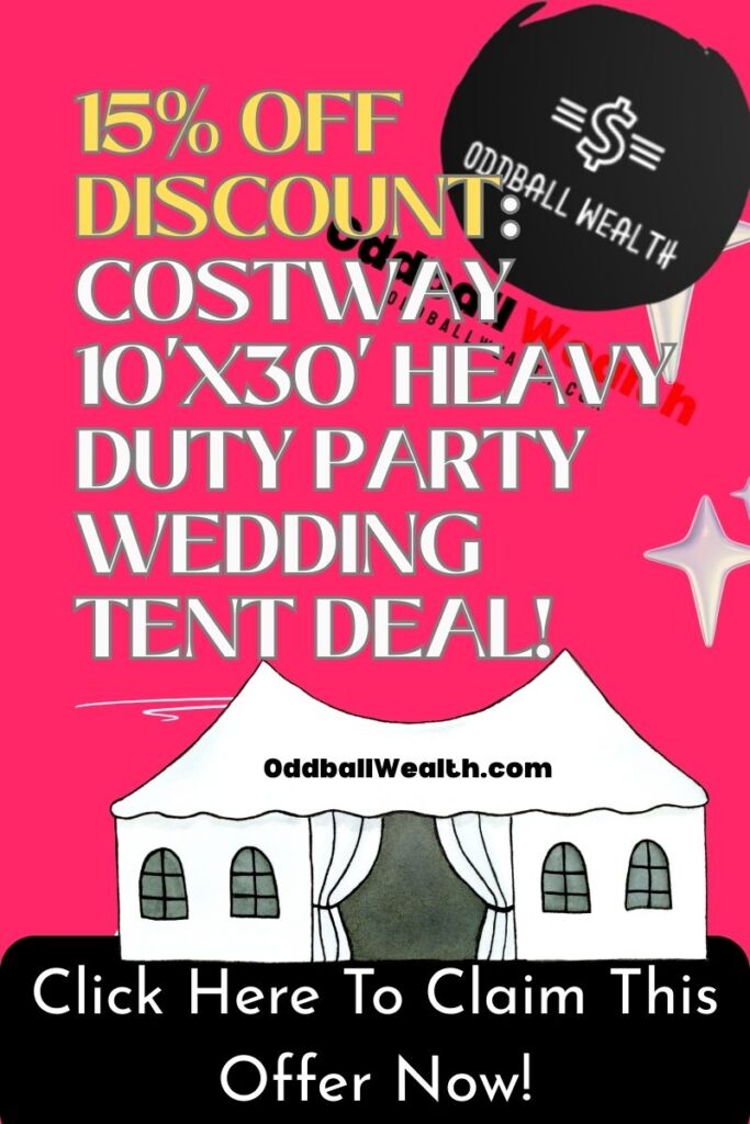 15% OFF Discount: Costway 10'x30' Heavy Duty Party Wedding Tent Exclusive Deal!