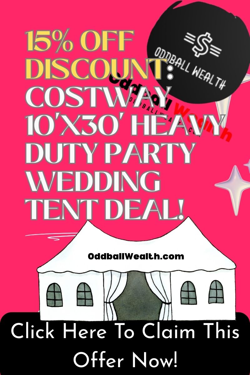 15% OFF Discount: Costway 10'x30' Heavy Duty Party Wedding Tent Exclusive Deal!