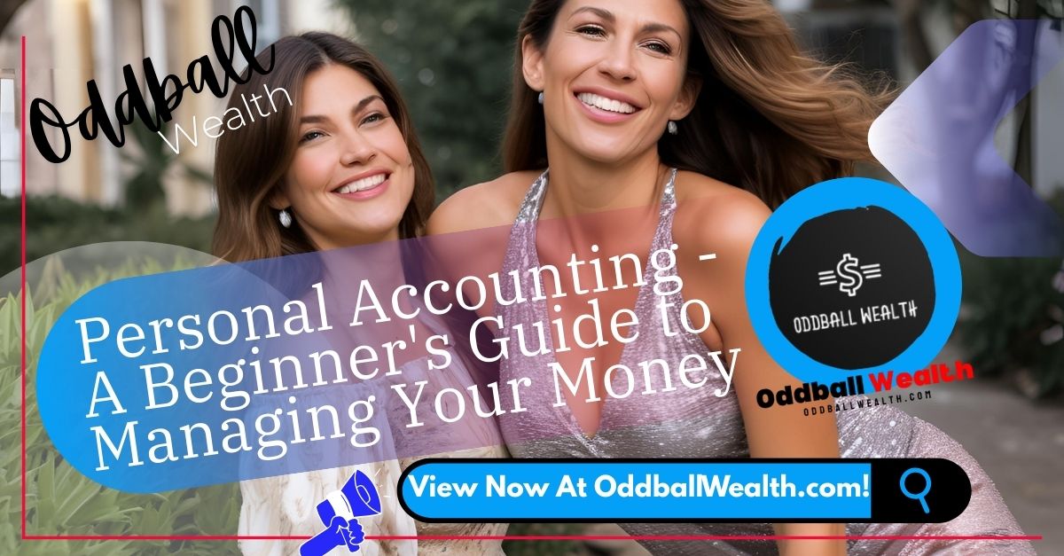 Two beautiful woman smiling and glancing at a simple financial ledger book with columns for income and expenses, symbolizing the basics of personal accounting.