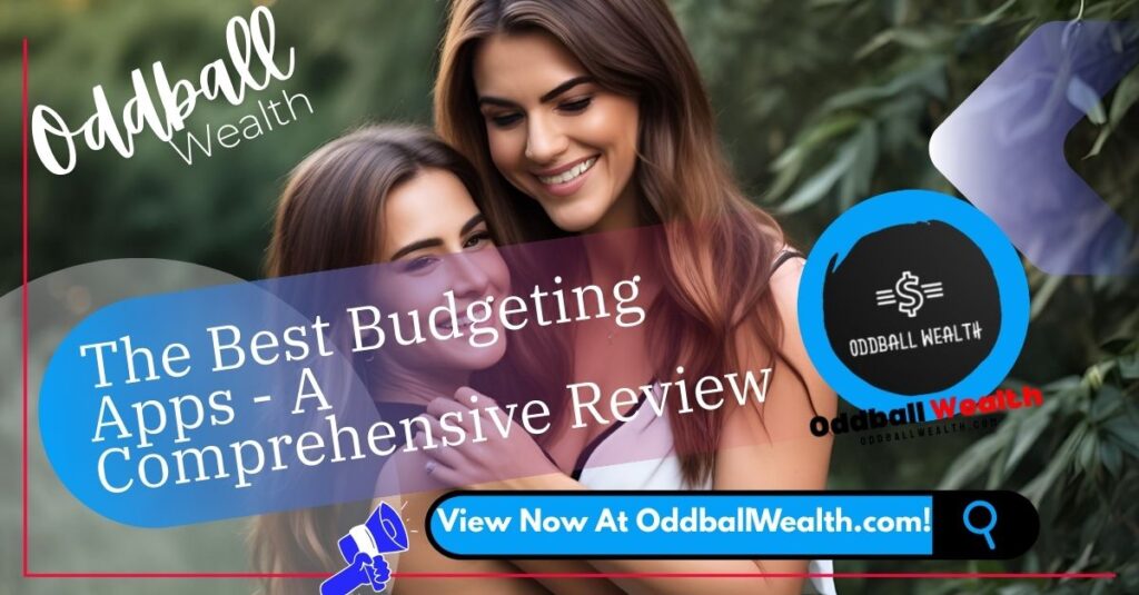 A trophy next to a smartphone displaying the logo of the top-ranked app from the "Best Budgeting Apps" review.
