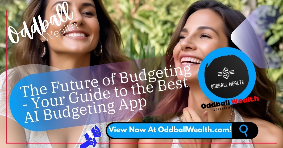 The Future of Budgeting - Your Guide to the Best AI Budgeting App. A smartphone showing a futuristic dashboard of an AI budgeting app with predictive charts.